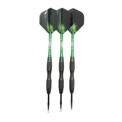 Professional green darts - steel tips - aluminum - 3 pieces