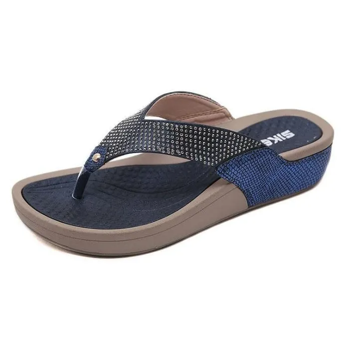 Beach flip flops med sequins - sandaler