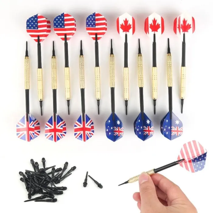 National flag darts - soft plastic tips - 12 pieces set