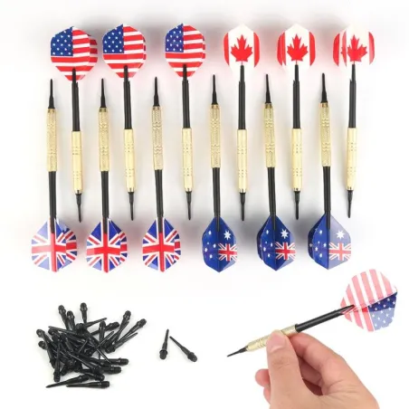 Nationella flaggdart - mjuka plasttips - 12 bitar