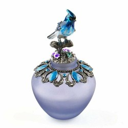 Vieille bouteille de parfum en verre fait main - rechargeable - oiseau bleu - 40ml