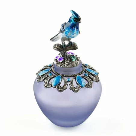 Vintage handmade glass perfume bottle - refillable - blue bird - 40ml