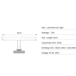 Moderni - LED-peilivalo - seinävalaisimet - ruostumaton teräs vedenpitävä - 12W - AC 90-265V - 42cm
