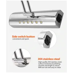 Modern bathroom mirror light with switch - LED lamp - stainless steel - waterproof - 220V - 7W - 9W