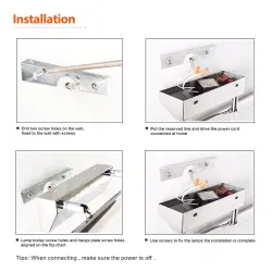 Salle de bain moderne miroir lumière avec interrupteur - lampe LED - acier inoxydable - étanche - 220V - 7W - 9W