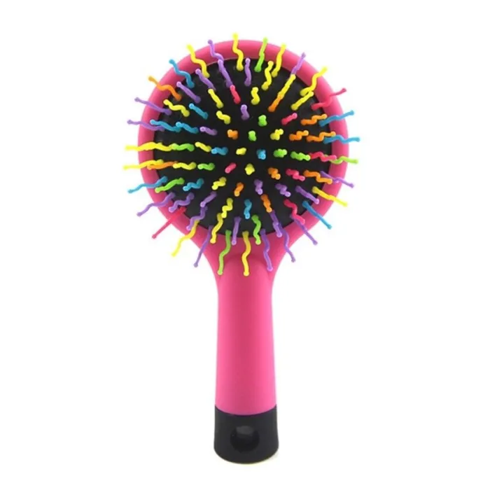pente antiestático - escova de cabelo arco-íris com espelho