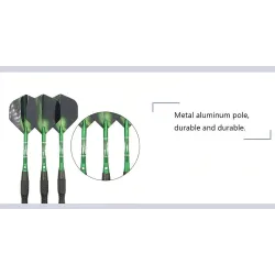 Professional green darts - steel tips - aluminum - 3 pieces