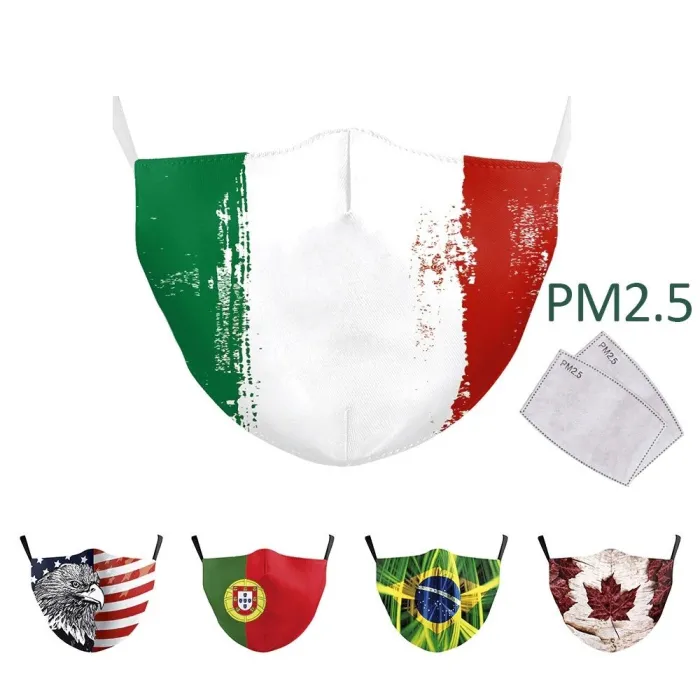 Mouth / maschera protettiva viso - PM.25 filtri - riutilizzabili - Bandiere del mondo