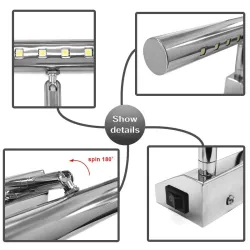 3W - 5W - 7W - LED seinävalo - ruostumaton teräslamppu kytkimen kanssa - 25 cm - 40 cm