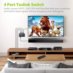 4x1 SPDIF - cyfrowy przełącznik optyczny audio - przełącznik Toslink z kablem optycznymElektronika & Narzędzia