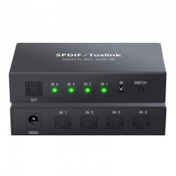 4x1 SPDIF - cyfrowy przełącznik optyczny audio - przełącznik Toslink z kablem optycznym