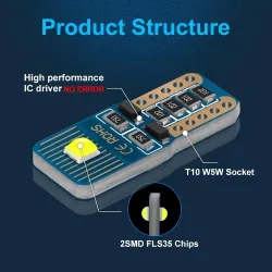 T10 W5W - LED lampor - billjus - 12V - 10 bitar