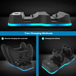 Podwójna stacja ładująca do kontrolera bezprzewodowego XBOX Serie X - 2 * 600 mAh baterie - kabelKontroler