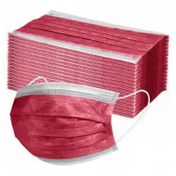 Mund-/ansigtsbeskyttende ansigtsmaske - engangs - antibakteriel - rød - 10 - 100 stk.