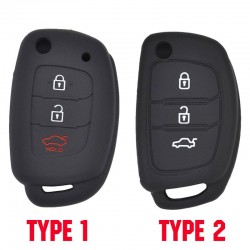 Nyckelväska i silikon - Hyundai - Elantra - Tucson - i40 - i20 - i10 - Creta - Santa Fe - 3 knappar