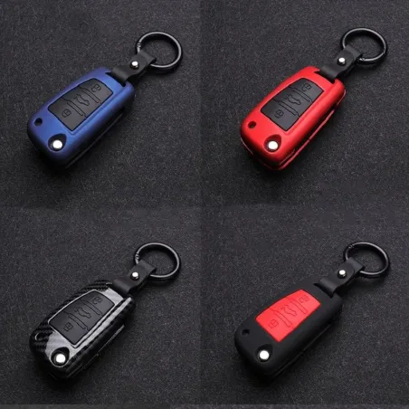 Silikon / włókno węglowe - etui na kluczyk z brelokiem - Audi - A3 - A4 - A5 - C5 - C6 - 8L - 8PKluczyki