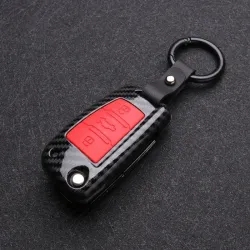 Silikon / włókno węglowe - etui na kluczyk z brelokiem - Audi - A3 - A4 - A5 - C5 - C6 - 8L - 8PKluczyki