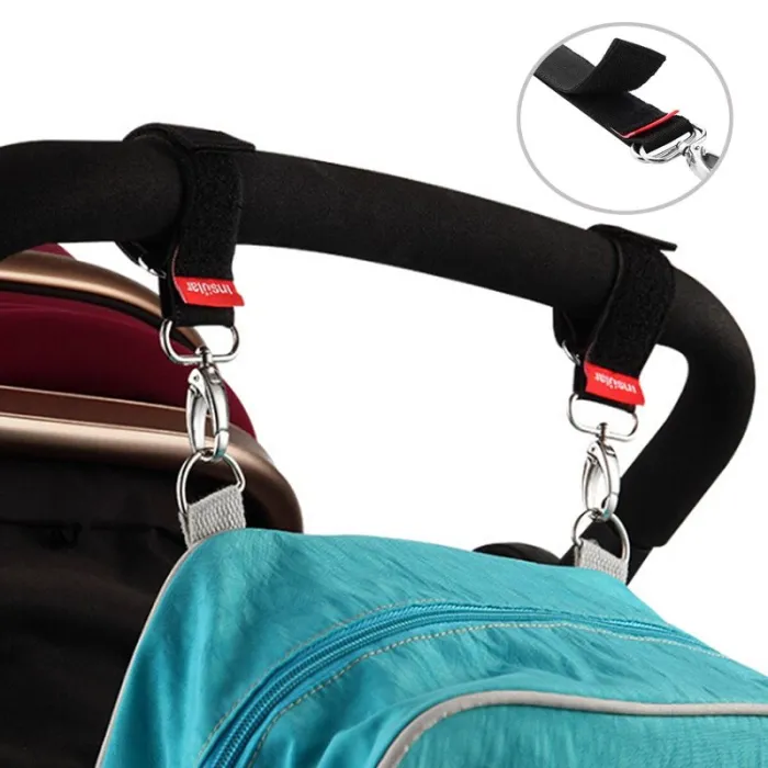 Barnevognskroge - hængestropper - taskeholder med metalspænde - 2 stk