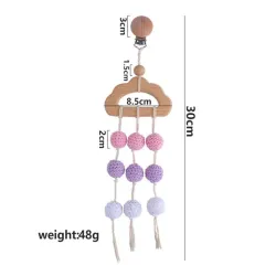Baby Beißring - Häkelperlen - Kinderwagen / Bett Holzclip - hängendes Spielzeug