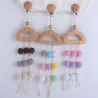 Baby bijtring - gehaakte kralen - kinderwagen / bed houten clip - hangend speelgoedKinderen