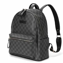 POLO - vintage leren rugzak - geruit designTassen