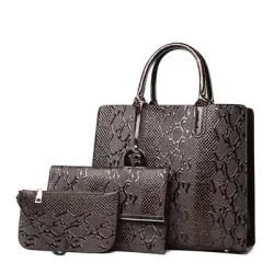 Modello serpente in pelle alla moda - borsa a tracolla / tracolla - 3 pezzi