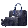 Modello serpente in pelle alla moda - borsa a tracolla / tracolla - 3 pezzi