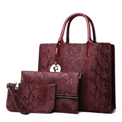 Modny skórzany wzór węża - torebka na ramię / crossbody - 3 sztukiZestawy