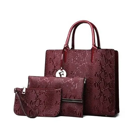 Motif serpent en cuir à la mode - sac à bandoulière / bandoulière - 3 pièces
