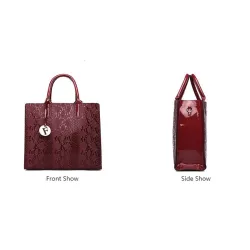 Moderigtigt slangemønster i læder - skulder-/crossbody-taske - 3 stk