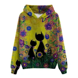 Hoodies & JerséisSudadera con capucha con estampado de gato - jersey de manga larga