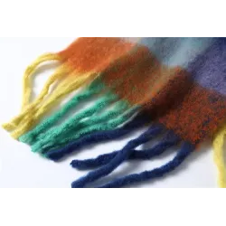 PañuelosChal de cachemira de colores con borlas - grande - cuadros / rayas