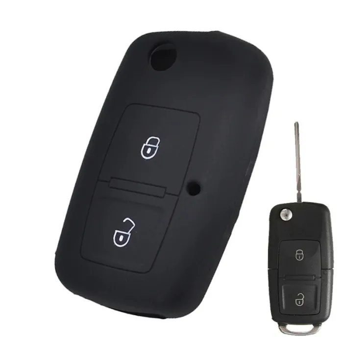Silikone nøglecover til bilfjernbetjening - 2 knapper - VW - Skoda - Octavia - Fabia - Superb