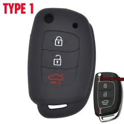 Silicone car key case - Hyundai - Elantra - Tucson - i40 - i20 - i10 - Creta - Santa Fe - 3 buttons