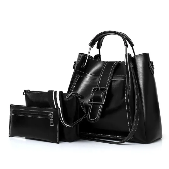 Elegante leren handtas - crossbody - kleine clutch - set van 3 stuksSets