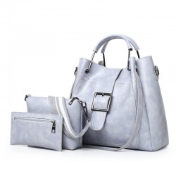 Elegant leather handbag - crossbody - small clutch bag - 3 pieces set