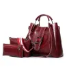 Elegant leather handbag - crossbody - small clutch bag - 3 pieces set