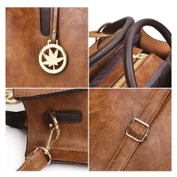 Modieuze leren handtas - crossbody - kleine clutch - henneplogo - set van 3Sets
