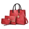 Modische Lederhandtasche - Umhängetasche - kleine Clutch - Hanf-Logo - 3-teiliges Set