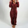 Plüschspielanzug mit Hoodie und Reißverschluss - Winterpyjama