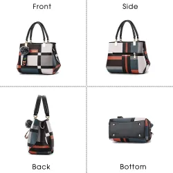 Sac en cuir vintage - bandoulière - porte-clés fourrure - grande capacité