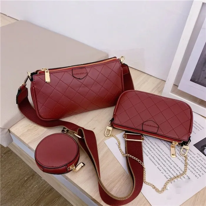 Borsa a mano in pelle - tracolla - pochette piccola - design staccabile - set 3 pezzi