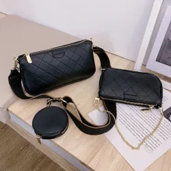 Borsa a mano in pelle - tracolla - pochette piccola - design staccabile - set 3 pezzi