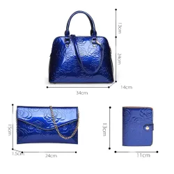 Sac à main en cuir - bandoulière - petit sac à main - imprimé fleurs - ensemble 3 pièces