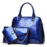 Læderhåndtaske - crossbody - lille pung - blomsterprint - 3 styks sæt
