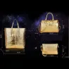 Leather bag - crossbody - small clutch - crocodile skin design - 3 pieces set