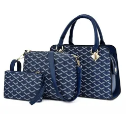 Lederhandtasche - Umhängetasche - kleine Clutch - geometrisches Design - 3-teiliges Set