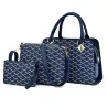 Lederhandtasche - Umhängetasche - kleine Clutch - geometrisches Design - 3-teiliges Set