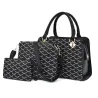 Lederhandtasche - Umhängetasche - kleine Clutch - geometrisches Design - 3-teiliges Set