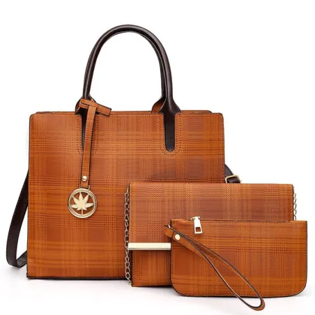 Sac bandoulière en cuir - bandoulière - petite pochette - ensemble 3 pièces